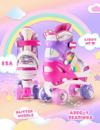 Роликові ковзани SULIFEEL Rainbow Unicorn для дітей з підсвічуванням, розмір S (28-31 EU)