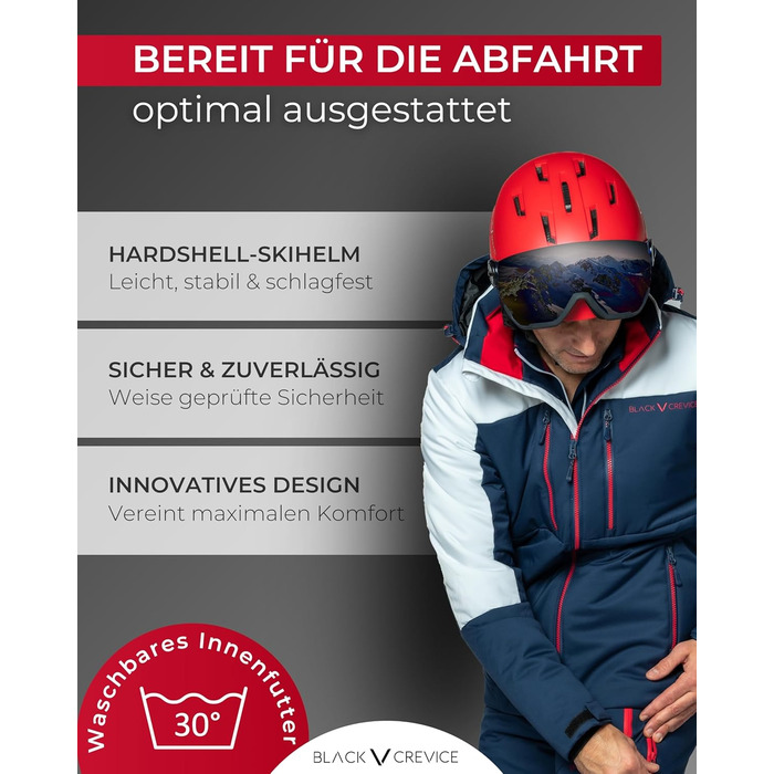 Шолом для сноуборду BLACK CREVICE Ichgl: дихаючий, регульований, для чоловіків та жінок. Розміри: L (59-60 см), чорний та білий.