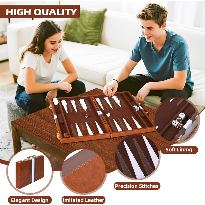 Набір шашок Cbilzxer Backgammon, 45х30 см, з кейсом з екошкіри, для дорослих та сім'ї