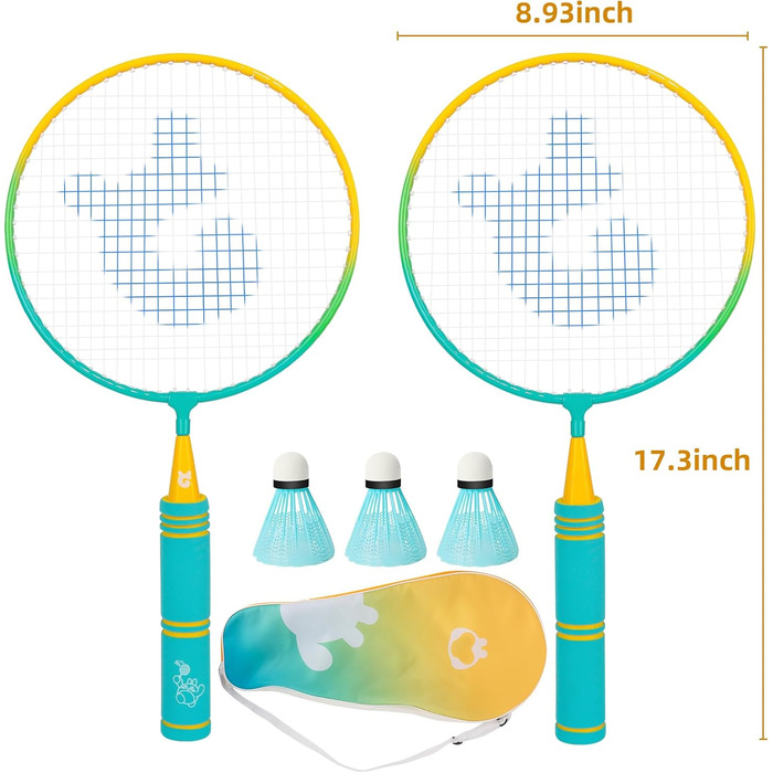 Набір для бадмінтона QKTYB для дітей від 4 до 8 років, легкий алюмінієвий, для початківців, з сумкою, зелений (кольоровий)