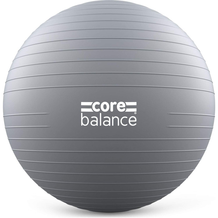 Гімнастичний м’яч Core Balance 65 см, антивибуховий, для фітнесу, йоги, вагітних, сірий, з насосом
