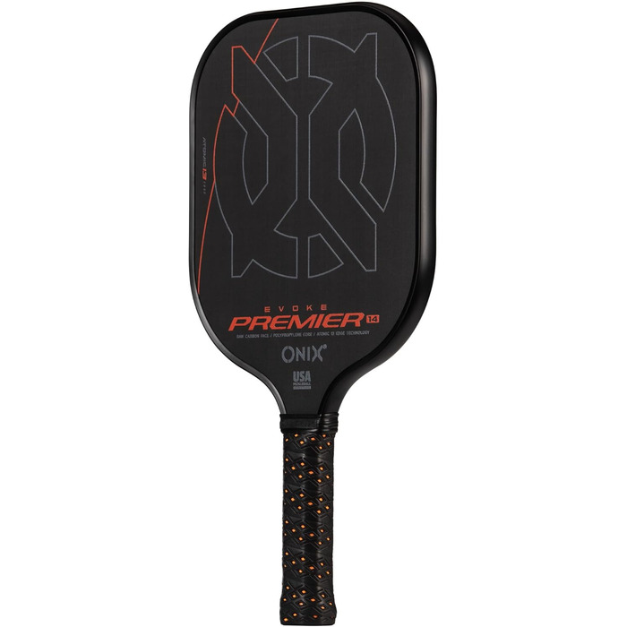 Onix Evoke Premier Pro Raw Carbon Pickleball Paddel Control - Чорний, 14 мм