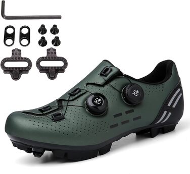 Велосипедні шкарпетки для чоловіків: MTB, шосе, маунтінбайк, з кріпленням для підошви 2 отвори, з пряжкою, 44 EU, зелені