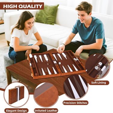 Набір шашок Cbilzxer Backgammon, 45х30 см, з кейсом з екошкіри, для дорослих та сім'ї