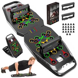 Багатофункціональна дошка для віджимань 20 в 1, складаний тренажер для дому та фітнесу, регульована портативна рама для тренувань (чорна)