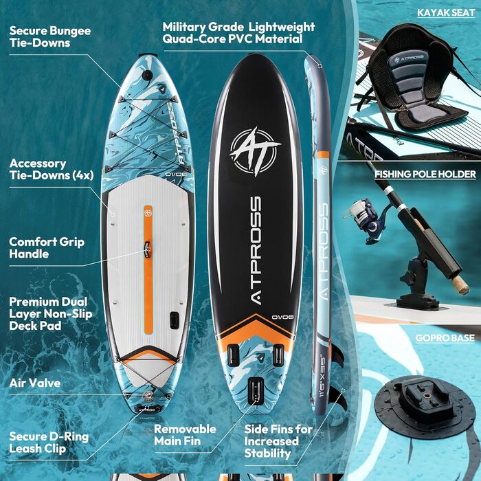 Надувний SUP Борд 350x89x15см: Широкий, для дорослих, з аксесуарами та рюкзаком. Ідеально для йоги, риболовлі та серфінгу.