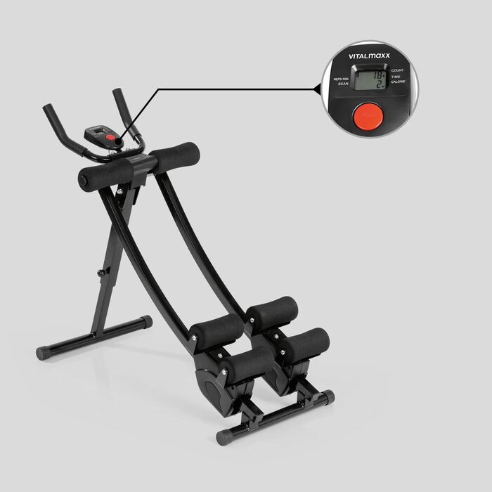 Тренажер для пресу VITALmaxx Fitmaxx 5/Abmaxx 6 з комп'ютером, фітнес-обладнання для початківців і досвідчених, 5 рівнів складності, складаний, для всього тіла