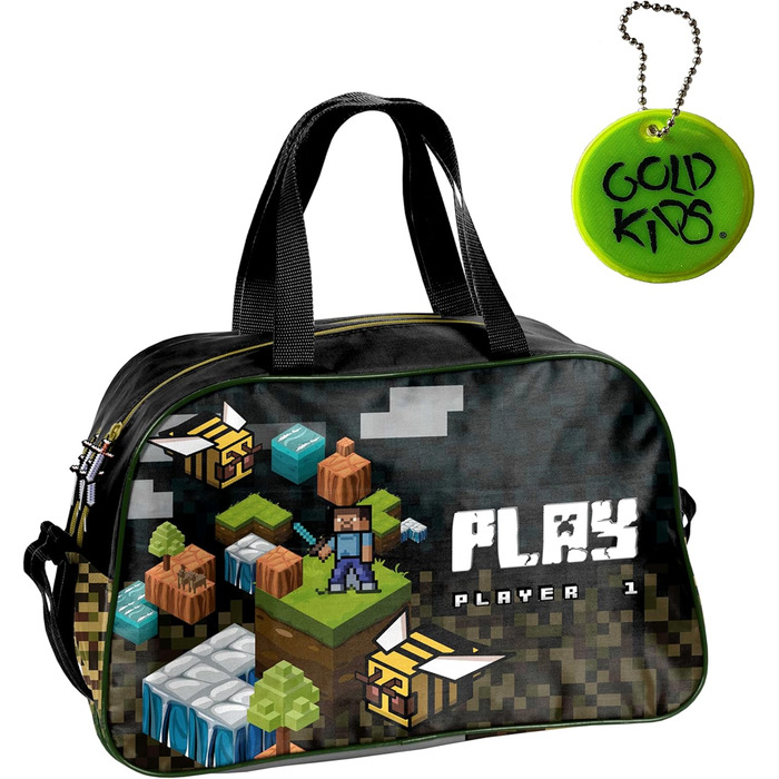 Дитяча спортивна сумка Goldkids Pixel Player з підсвічуванням, для тренувань, подорожей, через плече, з яскравим брелоком