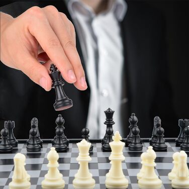 Магнітний шаховий набір Hoshin 3 в 1: шахи, шашки, нарди. Портативний, складаний, для подорожей (25x25x2 см)