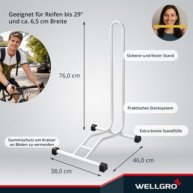 Стійка для велосипеда WELLGRO зі сталі, надійна фіксація, біла (набір 2 шт.)