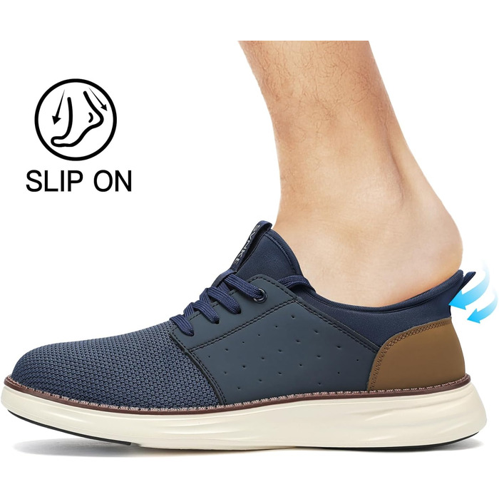 Чоловічі Slip-On кросівки: дихаючі, з шнурівкою, для ходьби, фітнесу, спорту, відпочинку та бізнесу. Розмір 43.5 EU, блакитні