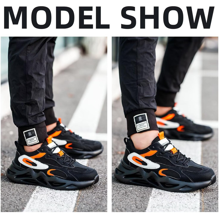 Чоловічі та жіночі робочі черевики-кросівки з металевим носком, чорні, 43 EU