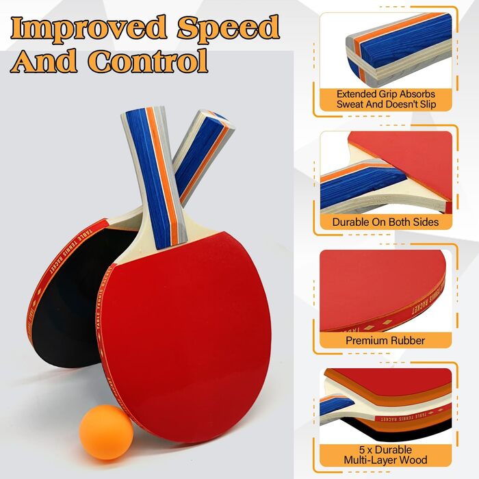 Набір для настільного тенісу Profi: 2 ракетки, сітка, 8 м'ячів, сумка. Підходить для гри в приміщенні та на вулиці. Чорний колір