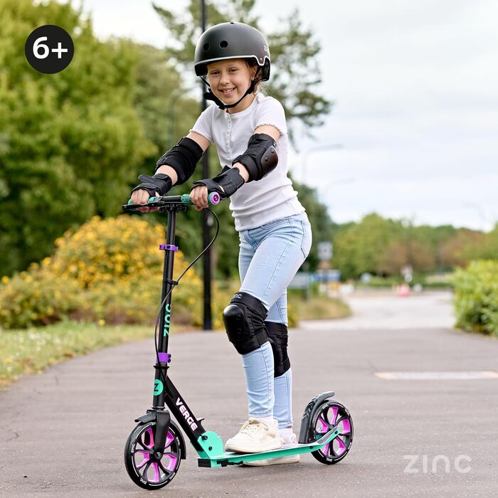 Самокат міський Zinc Verge Pro Commuter – регульована висота, чорно-зелений