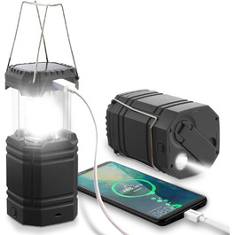 LED кемпінговий ліхтар на сонячній батареї, водонепроникний, з ручкою, акумулятор 3000mAh, для туризму, риболовлі, SOS, відключень світла (чорний)