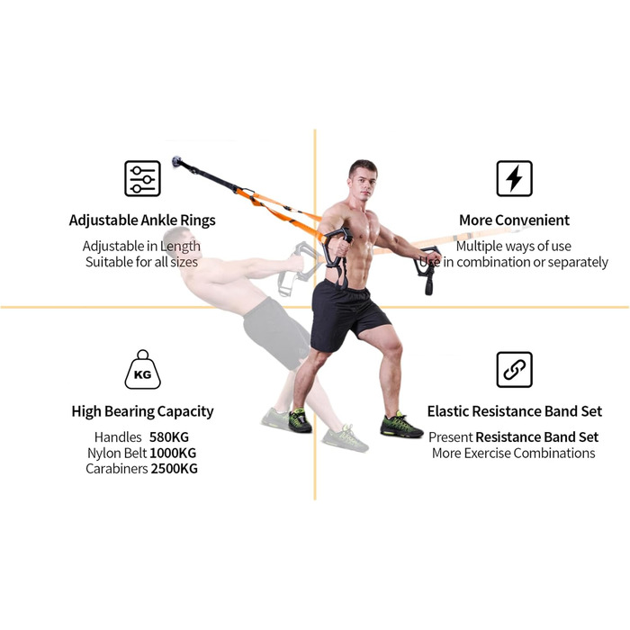 Набір для тренувань з власною вагою Moulyan: повний комплект для фітнесу вдома та на вулиці (помаранчевий/чорний)