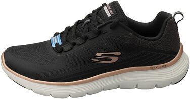 Жіночі кросівки Skechers Flex Appeal 5.0 — Спортивне взуття з дихаючої сітки, чорні з червоно-золотистим декором, розмір 38.5 EU