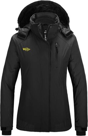 Жіноча зимова куртка Wantdo для катання на лижах, сноуборді та активного відпочинку на природі. Тепла флісова підкладка, водонепроникний вітрозахисний капюшон, куртка з підкладкою, колір чорний (M)