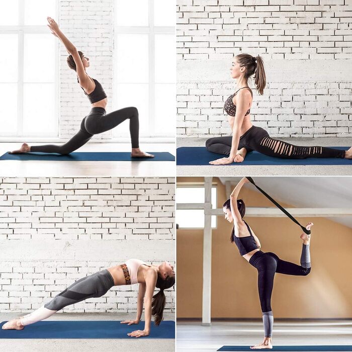 Килимок для йоги та пілатеса COVACURE, TPE прогумований килимок для фітнесу та гімнастики, протиковзкий, 183 x 66 x 0,6 см, синій, з ременем для перенесення