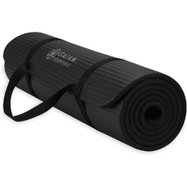 Йога мат Gaiam Essentials, товста фітнес-мат для тренувань, 183x61x1 см, чорна