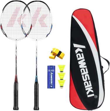 Бадмінтонні ракетки Kawasaki Pro Graphite 2 шт. з аксесуарами (3 волани, 2 overgrips, сумка)