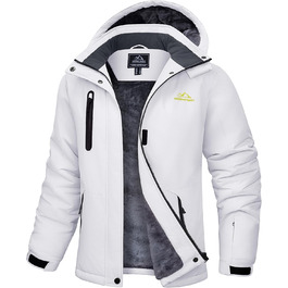 TACVASEN Зимова куртка для жінок, водонепроникна, з флісовою підкладкою, знімний капюшон, для сноуборду та катання на лижах, біла, розмір M