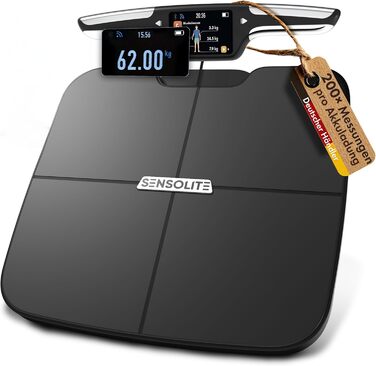 Інтелектуальна вага з аналізом складу тіла - WiFi та Bluetooth, TFT LCD дисплей, вимірювання жиру, м'язової маси, крокомір, акумулятор 800 mAh, сенсори для аналізу тіла