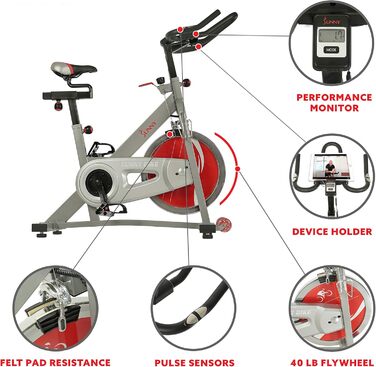Велотренажер Sunny Health & Fitness Pro II з тримачем для пристроїв та розширеним дисплеєм, SF-B1995, для дому