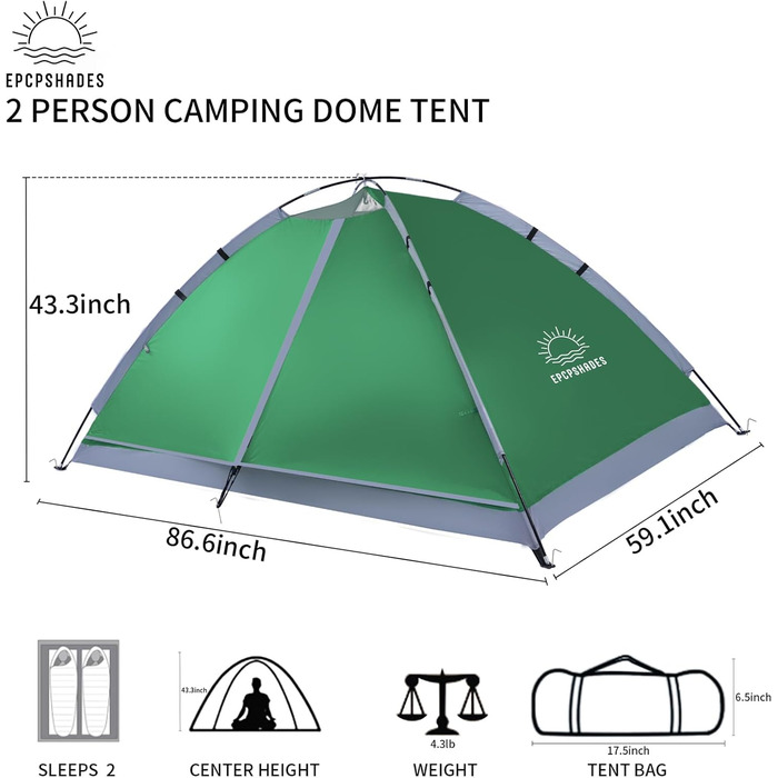 Купол-намет для кемпінгу на 1-2 особи EPCPSHADES, легкий, портативний, водонепроникний, армійного кольору