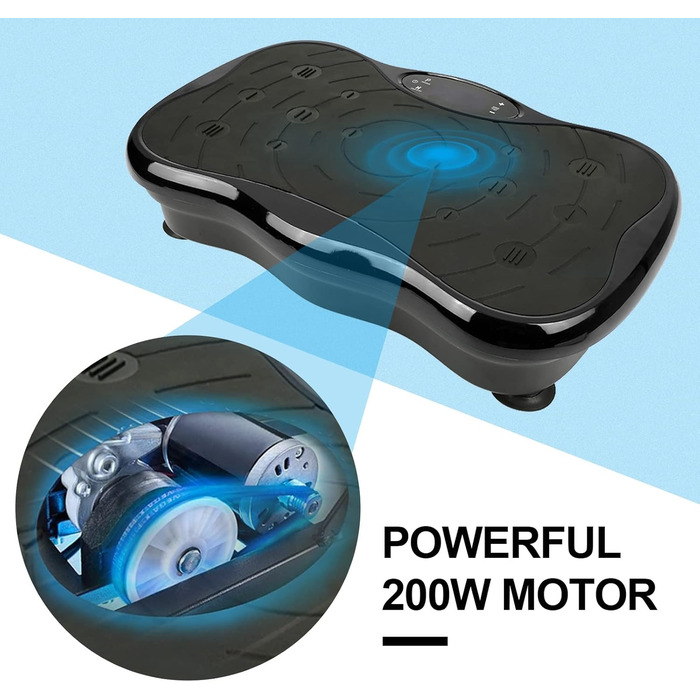 Вібраційна платформа для тренувань, 95 рівнів, 5 програм, до 120 кг, з пультом, стрічки, LCD-дисплей, для схуднення, чорна