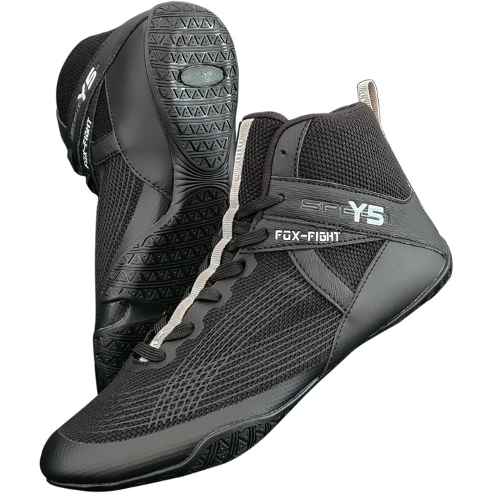 FOX-FIGHT Y5: Боксерські та спортивні кросівки для боротьби, фітнесу та бодібілдингу (39 EU, Чорний, Сірий)