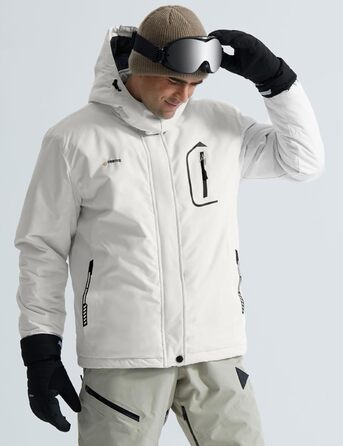 Куртка гірськолижна чоловіча GEMYSE, водонепроникна, вітронепроникна, з підкладкою, зимова, з капюшоном, для спорту, відпочинку, активного відпочинку (біла, XXL)