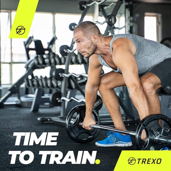 Диск для штанги з ручками TREXO 10 кг, чавунний, покритий, для фітнесу, кросфіту та силових тренувань