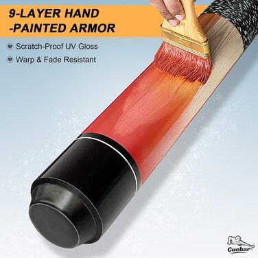 Більярдний кий CUEBAR, 147,3 см, 2-секційний, з горіха, з верхівкою 13 мм та льоновим грифом, для домашньої більярдного столу, для дорослих, 8 кольорів, 4 варіанти ваги (510 г, 538 г, 567 г, 595 г).