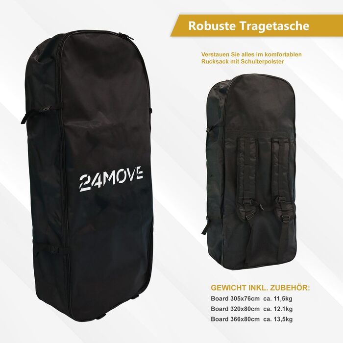 Надувна SUP-дошка 24MOVE® Premium для йоги та серфінгу, 366x80 см, червона, з аксесуарами, подвійний насос, антиковзка поверхня, для дітей і дорослих