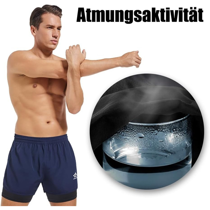 Чоловічі бігові шорти 2 в 1, спортивні шорти для занять у залі, на вулиці, для марафону, тренувань. З вбудованою кишенею та петлею для рушника. Чорний колір, розмір L