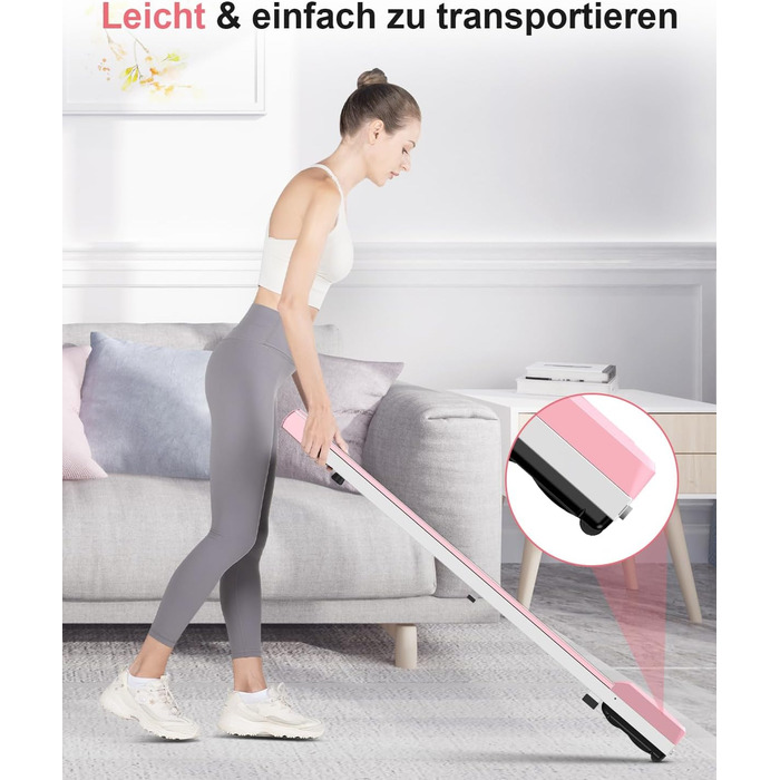 Ходьбова доріжка HomeFitnessCode - компактний електричний біговий тренажер для дому (рожевий)