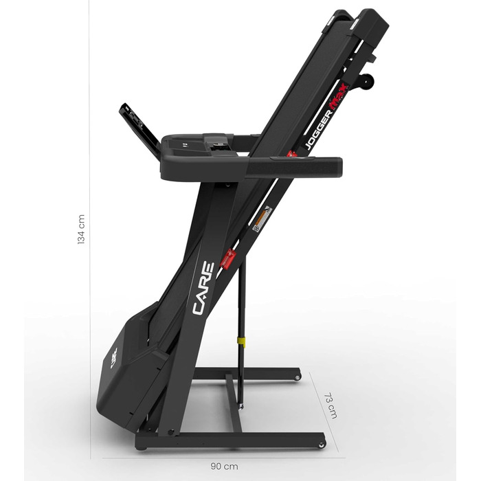 Бігове обладнання Care Fitness Jogger Max: LED-дисплей, 28 програм, 16 км/год, ручна нахил, тихий мотор
