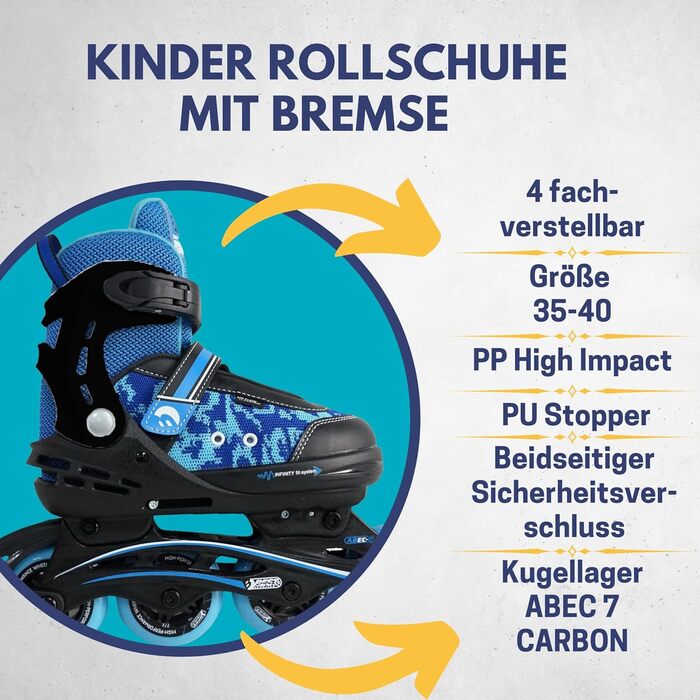 Інлайни для дітей Best Sporting Kinder I Rollschuhe, регульовані, з гальмом, зелено-чорні/синьо-чорні