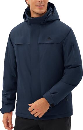 Чоловіча лижна куртка водонепроникна, тепла, дихаюча, для сноуборду та гірськолижного спорту, з капюшоном, Outdoor, темно-синій, розмір S