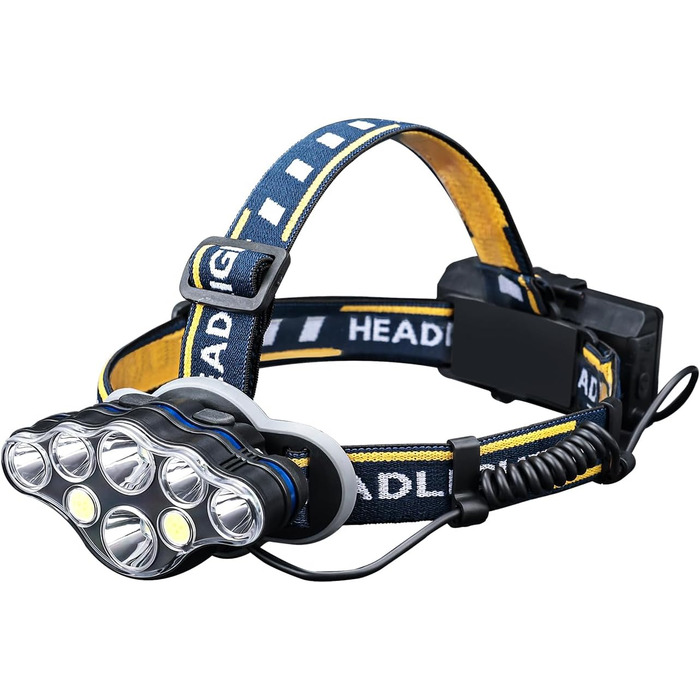 Грифема Фронтальний ліхтар, 8 LED, перезарядна, регульована 90°, водонепроникна IPX45, 5 режимів світла + червоне світло для роботи, відпочинку, кемпінгу, риболовлі та туризму