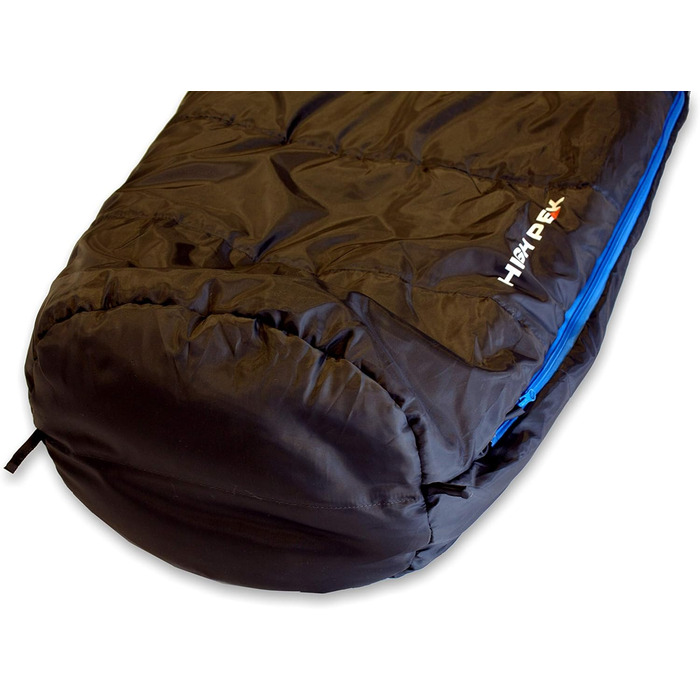 Спальний мішок High Peak TR 300, антрацит/блакитний, для 3-4 сезонів, 0°C, широкий, дихаючий, водостійкий, для кемпінгу, фестивалів, трекінгу, ковдра-трансформер