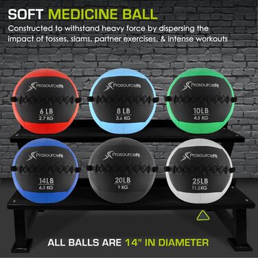 М'яч для фітнесу ProsourceFit Soft Medicine Ball для динамічних вправ, Wall Ball, м'який тренувальний снаряд для фулбоді тренувань