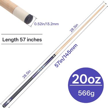 Набір більярдних київ Kmise Pool-Queue-Stick Set – 147 см, канадський клен, професійні, для дорослих, різні кольори, для барів, дому, більярдних столів, 6 кольорів, 510 г