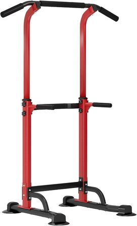 АураКрафт Power Tower - турнік, турнічок, силовий комплекс для дому, регульована висота 169-210 см (чорний + червоний, 74x81 см)