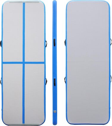 Гімнастичний надувний мат Air Track (300 x 100 x 10 см) блакитно-сірий, з електричною помпою