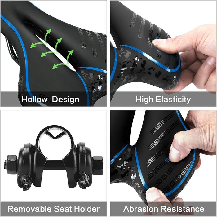 Велосипедне сідло OUXI Gel: комфортне, м'яке, дихаюче, ергономічне, для MTB, шосе, гірського велосипеда, чоловіче та жіноче, блакитне