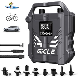 Насос для SUP GICLE 60PSI: електричний, двоступеневий, для падлбордів, шин, човнів, наметів (модель з покращеннями)