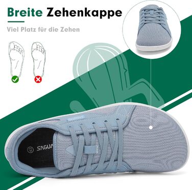 В'язані босижні черевики SAGUARO Unisex з широкою передньою частиною та без підйому, Luck Ⅰ, розмір 36-48 (38 EU, блакитний)