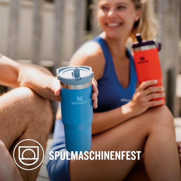 Термокружка Stanley Flip Straw 0.89 л з трубочкою, синя, BPA Free, для спорту та води, тримає холод 12+ годин, можна мити в посудомийній машині